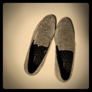 Inc sparkling silver penny loafers